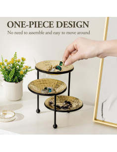 Organizador de Joyas MyGift 3 Niveles Metal Martillado 15.5 cm 2