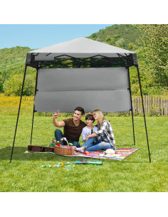 Carpa Plegable Tangkula 2.13x2.13 m Gris con Estacas 2