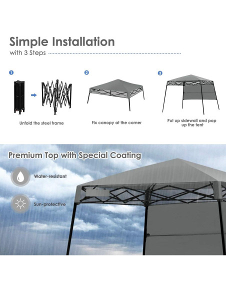 Carpa Plegable Tangkula 2.13x2.13 m Gris con Estacas