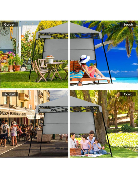 Carpa Plegable Tangkula 2.13x2.13 m Gris con Estacas