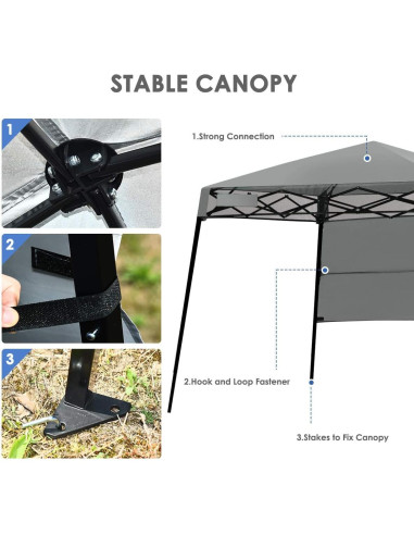 Carpa Plegable Tangkula 2.13x2.13 m Gris con Estacas