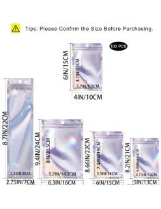 Bolsas Reseñables Holográficas GSXRB 100 Unidades 7x22cm 2