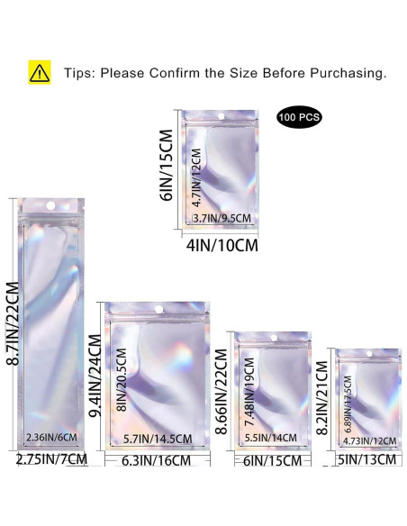 Bolsas Reseñables Holográficas GSXRB 100 Unidades 7x22cm