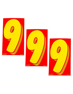 Calcomanías de Vinilo EZ Números 9 Rojos y Amarillos 36 Unidades