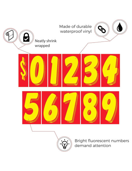 Calcomanías de Vinilo EZ Números 9 Rojos y Amarillos 36 Unidades