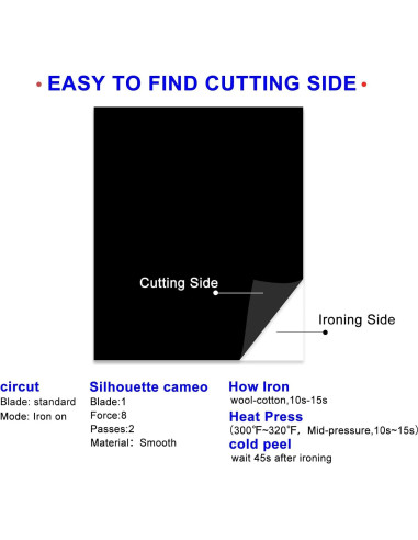 Vinilo de Transferencia de Calor Negro XSEINO 30.48x25.4 cm