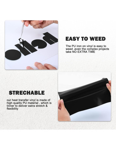 Vinilo de Transferencia de Calor Negro XSEINO 30.48x25.4 cm