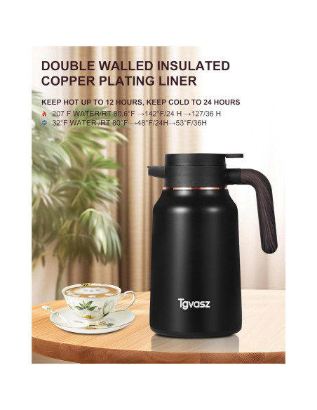 Jarra Térmica de Acero Inoxidable Tgvasz 1.5L Negra