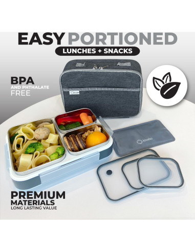 Juego de Cajas de Almuerzo Kinsho Acero Inoxidable 5 Tazas