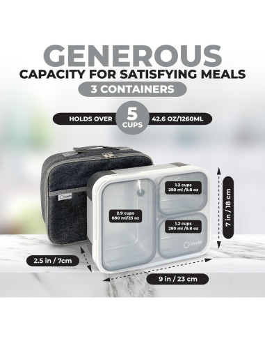 Juego de Cajas de Almuerzo Kinsho Acero Inoxidable 5 Tazas