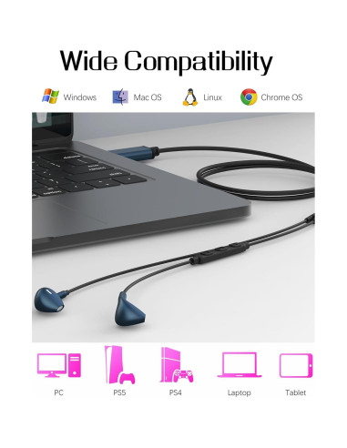 Auriculares USB con micrófono SOLMIMI 2m para PC y PS4/PS5