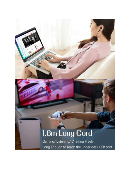 Auriculares USB con micrófono SOLMIMI 2m para PC y PS4/PS5