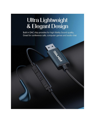 Auriculares USB con micrófono SOLMIMI 2m para PC y PS4/PS5