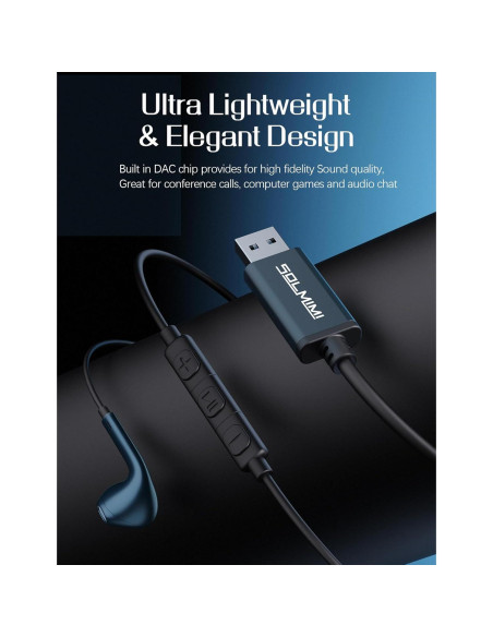 Auriculares USB con micrófono SOLMIMI 2m para PC y PS4/PS5