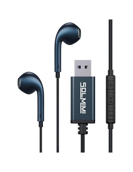 Auriculares USB con micrófono SOLMIMI 2m para PC y PS4/PS5