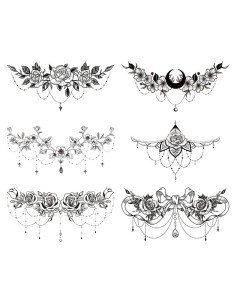 Tatuajes Temporales Glaryyears Pack 6 Flores Realistas 14x24cm