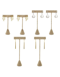 Exhibidor de Pendientes Ikee Design 6 Piezas Lino Arpillera