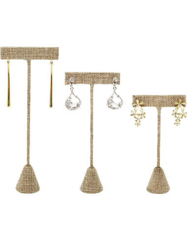 Exhibidor de Pendientes Ikee Design 6 Piezas Lino Arpillera