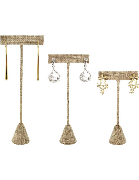 Exhibidor de Pendientes Ikee Design 6 Piezas Lino Arpillera