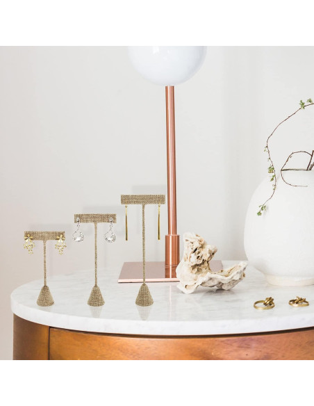 Exhibidor de Pendientes Ikee Design 6 Piezas Lino Arpillera