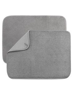 Paquete de 2 Tapetes de Secado de Platos Microfibra 50x38 cm Gris