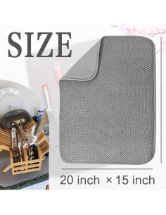 Paquete de 2 Tapetes de Secado de Platos Microfibra 50x38 cm Gris 2