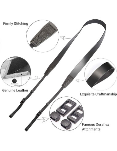 Correa de Hombro para Cámara CANPIS de Cuero Negro