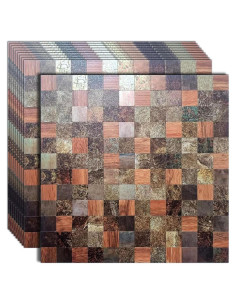 10 Hojas Azulejo Autoadhesivo Sanyeskkiy 30x30cm Rojo y Negro