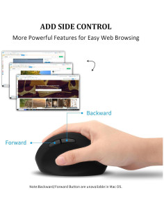 Ratón Inalámbrico Vertical Ergonómico Thanice Negro 1600 DPI 2