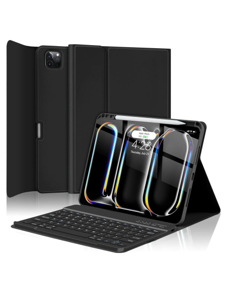 Funda de Teclado TQQ para iPad Pro 11" (M4, 2024) Negra