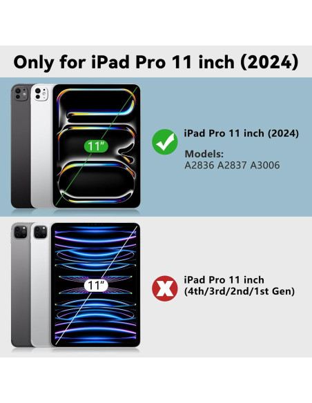 Funda de Teclado TQQ para iPad Pro 11" (M4, 2024) Negra