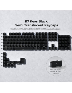 Conjunto de Teclas Negras PBT Brillantes GMKWTL 117 Unidades 2