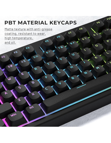 Conjunto de Teclas Negras PBT Brillantes GMKWTL 117 Unidades