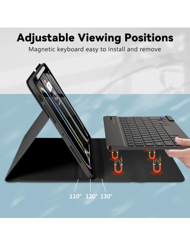 Funda de Teclado TQQ para iPad Pro 11" (M4, 2024) Negra
