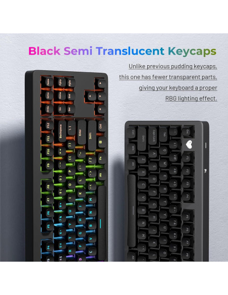 Conjunto de Teclas Negras PBT Brillantes GMKWTL 117 Unidades