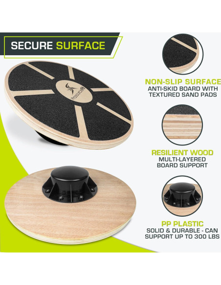 Tabla de Equilibrio ProsourceFit de Madera Antideslizante 39.5cm