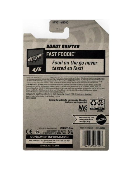 Coche de Juguete Hot Wheels Donut Drifter Púrpura 1:64