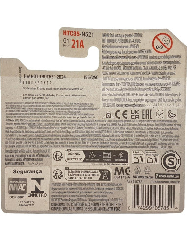 Hot Wheels 63 Studebaker Champ Rojo 1:64 Die-Cast Coleccionable