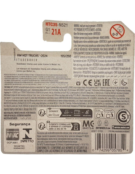 Hot Wheels 63 Studebaker Champ Rojo 1:64 Die-Cast Coleccionable