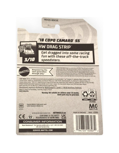 Hot Wheels Camaro SS 1:64 Mattel Drag Strip Blanco