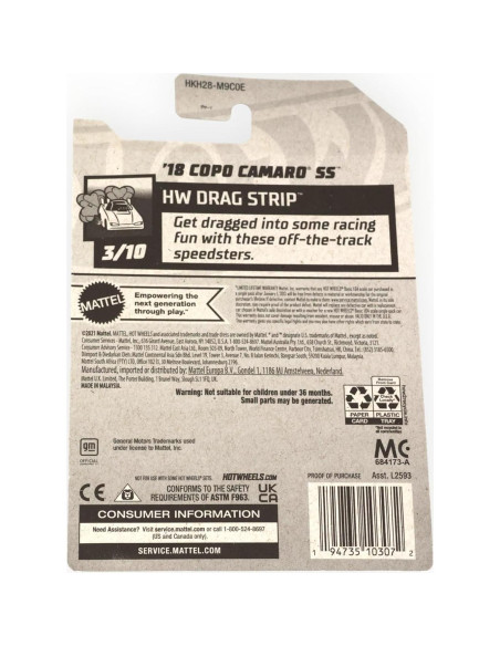 Hot Wheels Camaro SS 1:64 Mattel Drag Strip Blanco