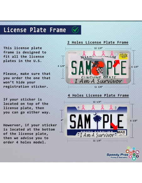 Marco de Placa de Licencia Metal Zinc Speedy Pros Cromo 30.5x15.2cm