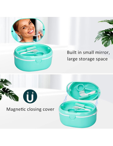 Estuche para Dentaduras Lancizy Verde Doble Compartimento 11.78cm