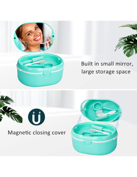 Estuche para Dentaduras Lancizy Verde Doble Compartimento 11.78cm