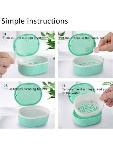 Estuche para Dentaduras Lancizy Verde Doble Compartimento 11.78cm