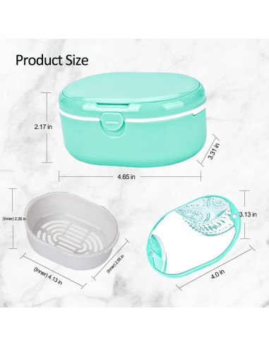 Estuche para Dentaduras Lancizy Verde Doble Compartimento 11.78cm