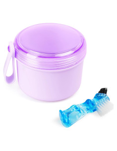 Taza de Baño para Dentaduras Mckkor Morada a Prueba de Fugas