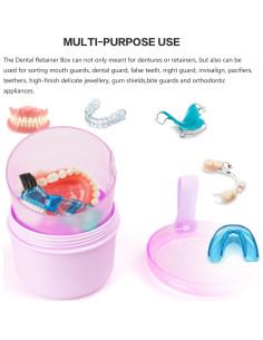 Taza de Baño para Dentaduras Mckkor Morada a Prueba de Fugas 2