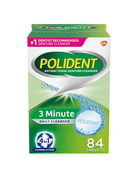 Tabletas Limpiadoras de Dentaduras Polident 84 Unidades