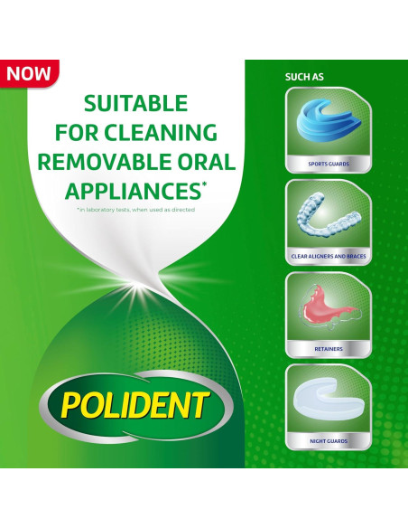 Tabletas Limpiadoras de Dentaduras Polident 84 Unidades